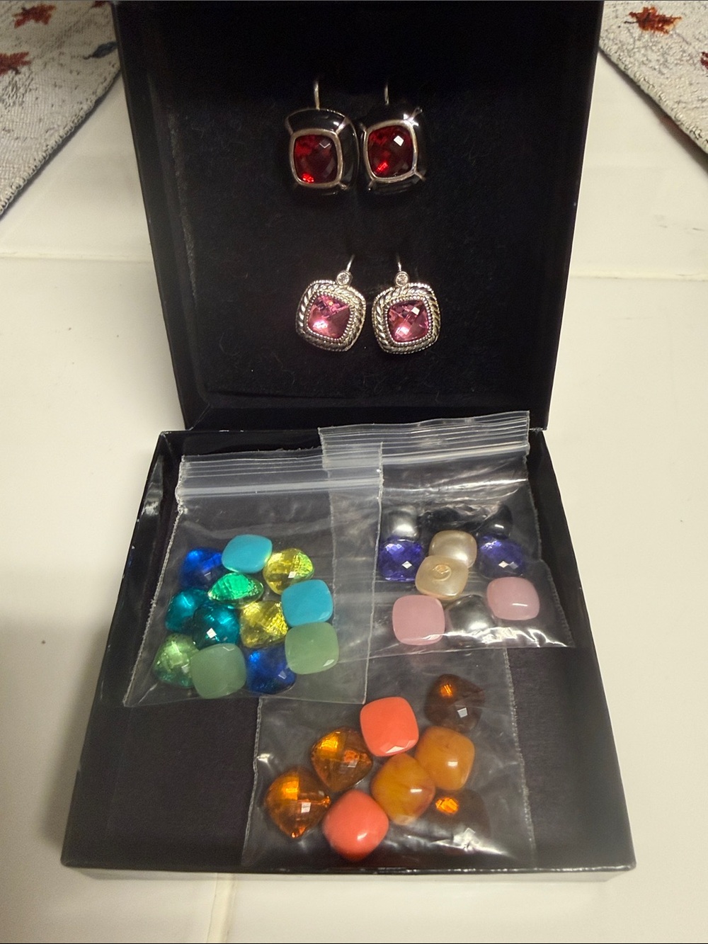 Vintage Joan Rivers Red and Pink Crystal Drop Earrings